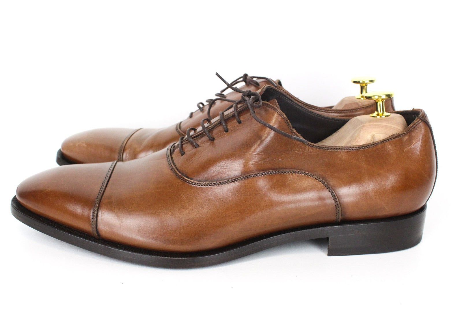 SUITSUPPLY Men's Shoes EU44.5 Brown Leather Oxford Laced Low-Top Classic Dress