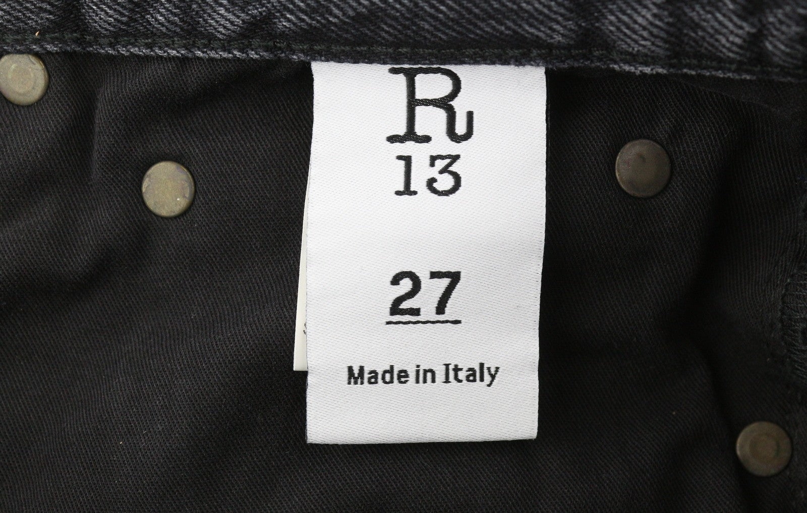 R13 Zip-Off Axl Slim With Leather Legs Women Jeans 27 Stone Black Denim RRP€999