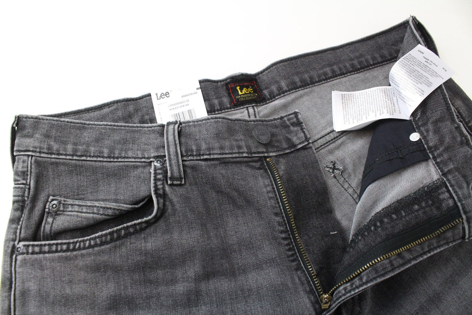 LEE Rider Men Jeans W33/L32 Grey Slim Fit Zip Fly Stretch Cotton Denim Style