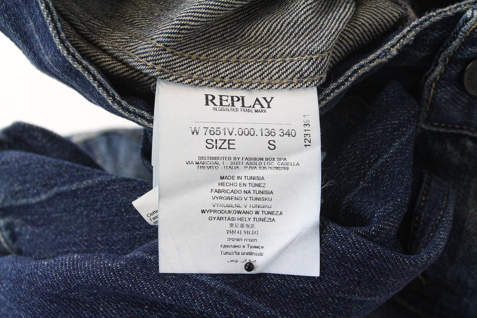 REPLAY Women's Jacket S Cropped Denim Long Sleeve Blue Cotton Washed Collared