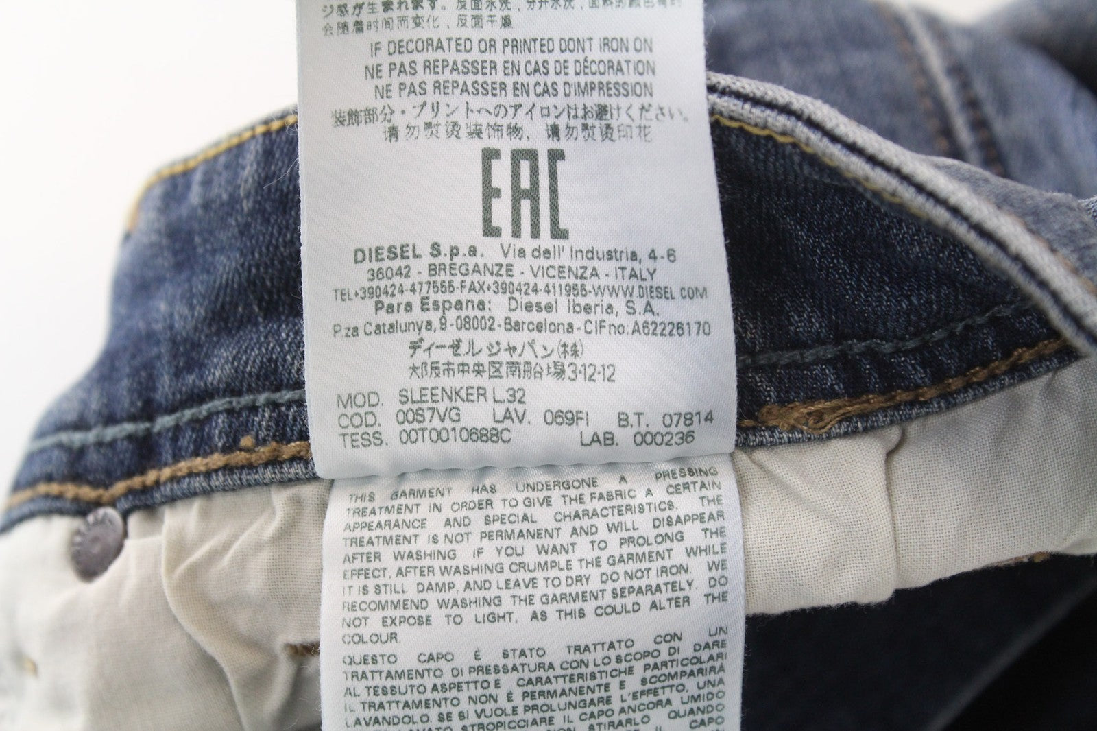 DIESEL Sleenker 069FI Men's Jeans W29/L32 Skinny Fit Washed Blue Stretch Cotton