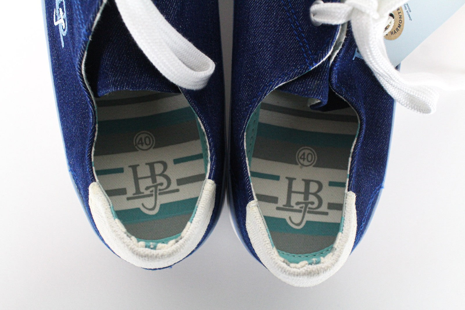 HARMONT & BLAINE Men's Sneakers EU40 Blue Low-Top Lace-Up Denim-Like Classic