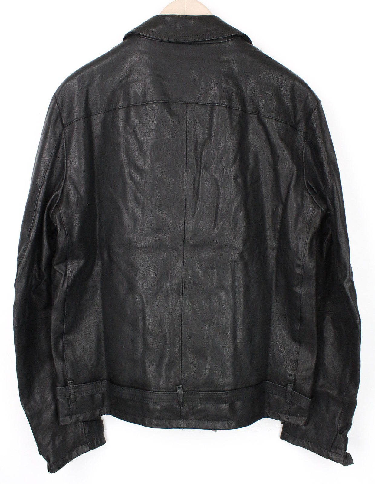REPLAY Men's Jacket XL Black Lambskin Leather Zip-Up Classic Slim RRP€499