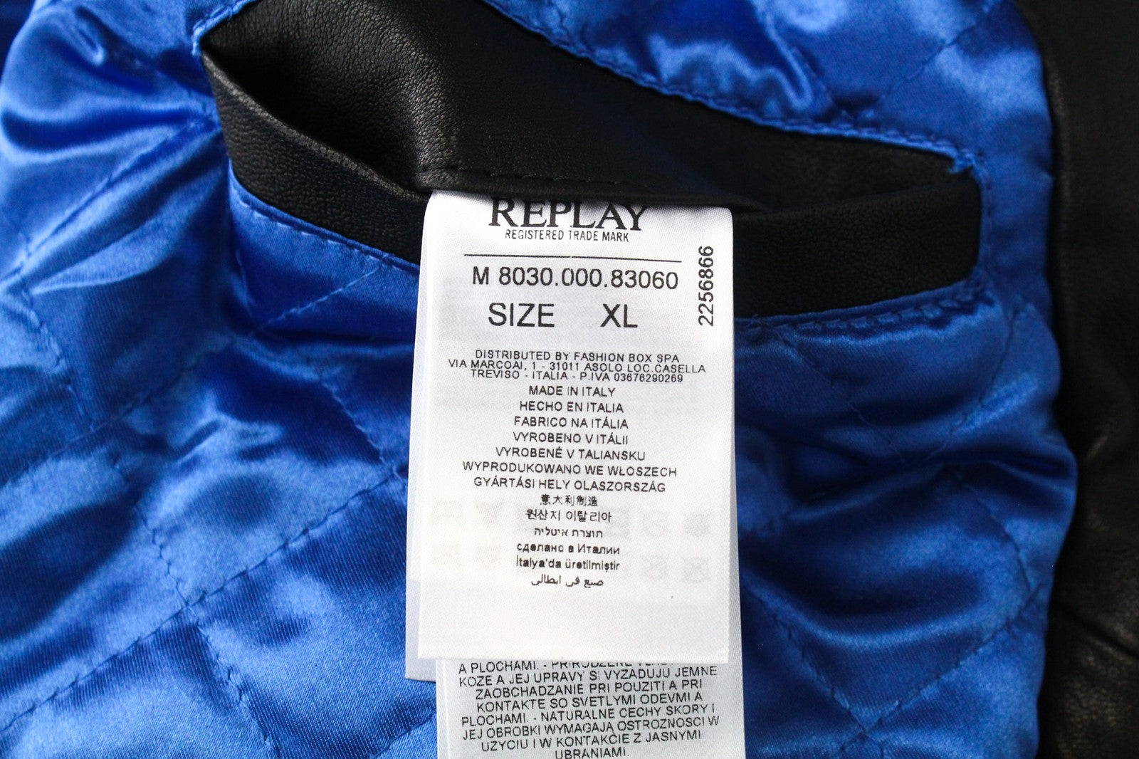 REPLAY Men's Jacket XL Black Lambskin Leather Zip-Up Classic Slim RRP€499