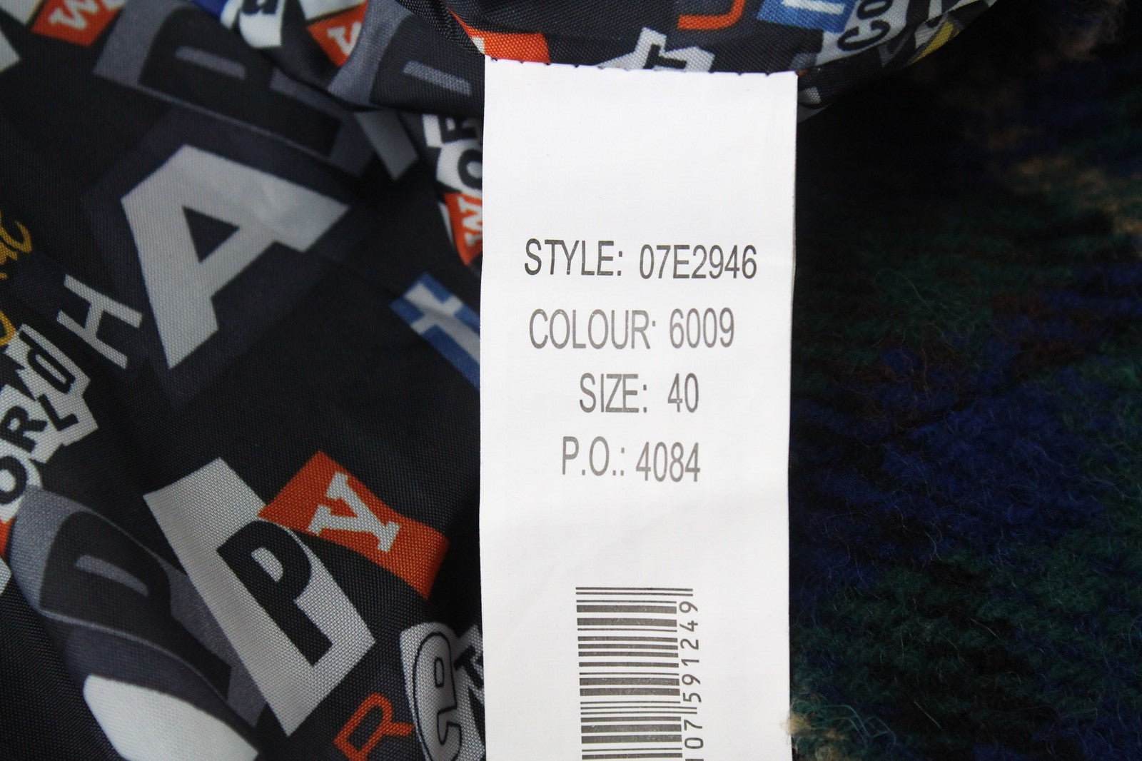 DESIGUAL Women's Coat EU 40 Blue Tartan Wool Blend Oversize Embroidered Kimono