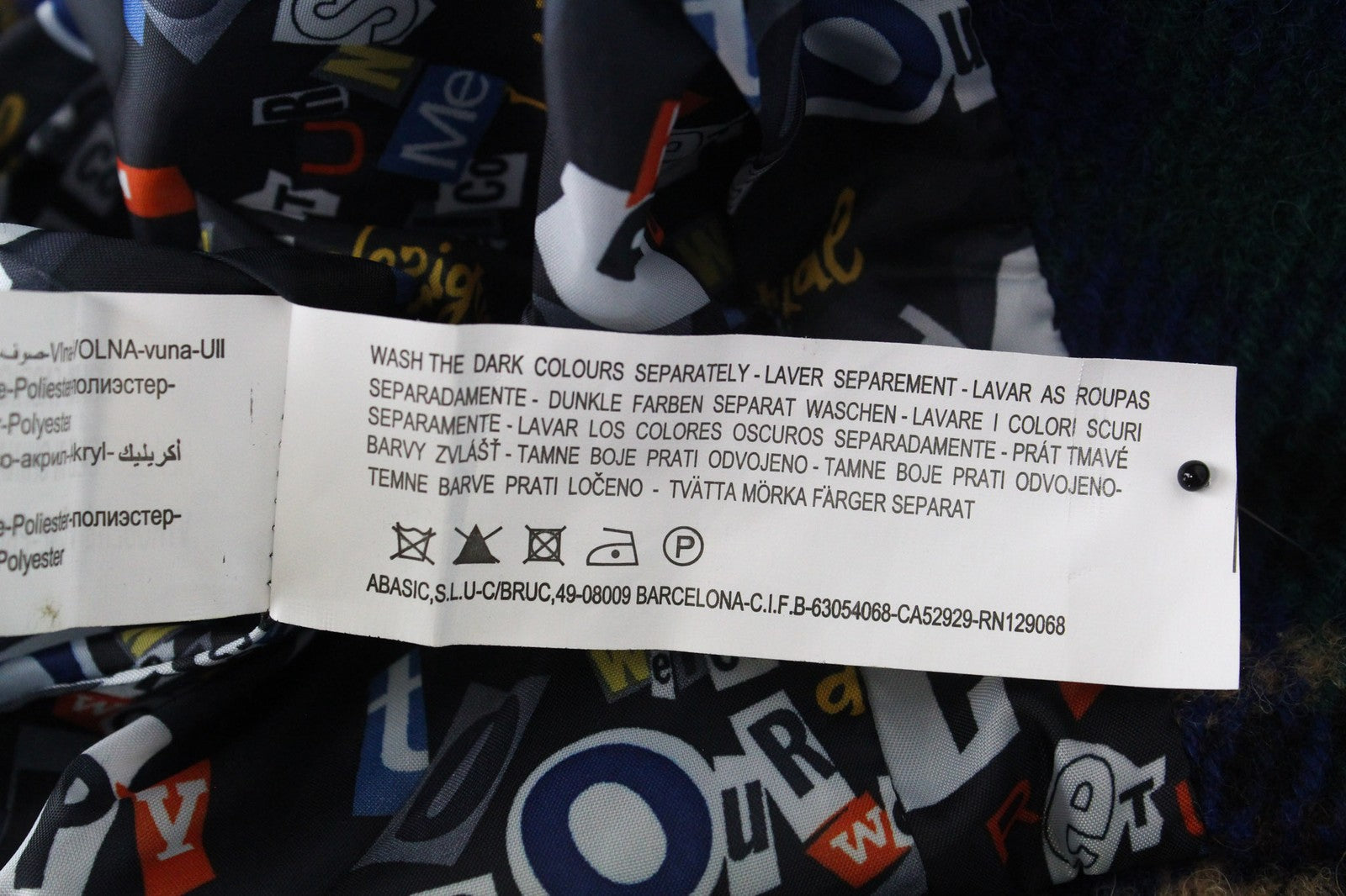 DESIGUAL Women's Coat EU 40 Blue Tartan Wool Blend Oversize Embroidered Kimono