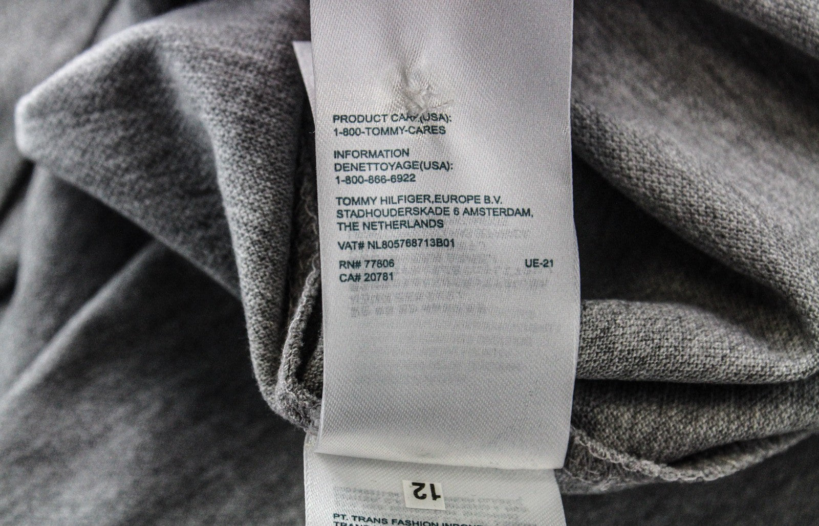 TOMMY HILFIGER DENIM Men T-Shirt S Light Grey Polo Tricot Melange Short Sleeve