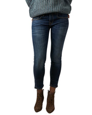 R13 Biker Boy Women Jeans 27 Howell Indigo Ankle Cropped Skinny Fit Faded Blue