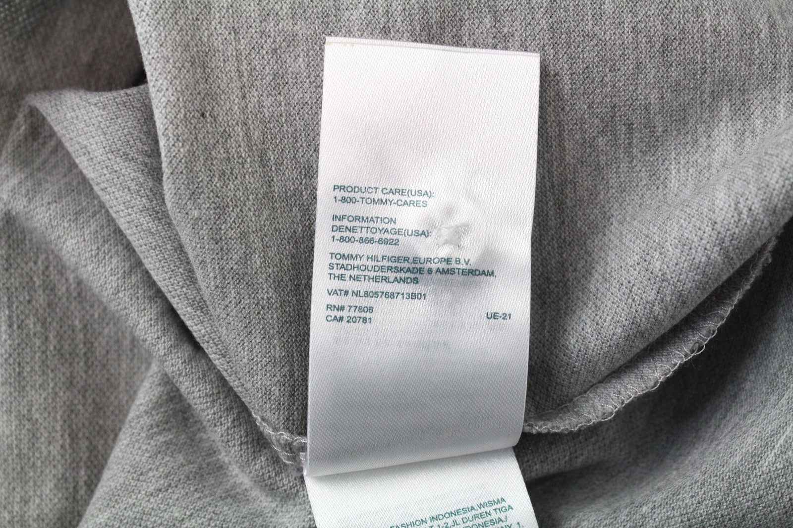 TOMMY HILFIGER DENIM Men T-Shirt L Grey Cotton Polo Jersey Classic Logo Tee