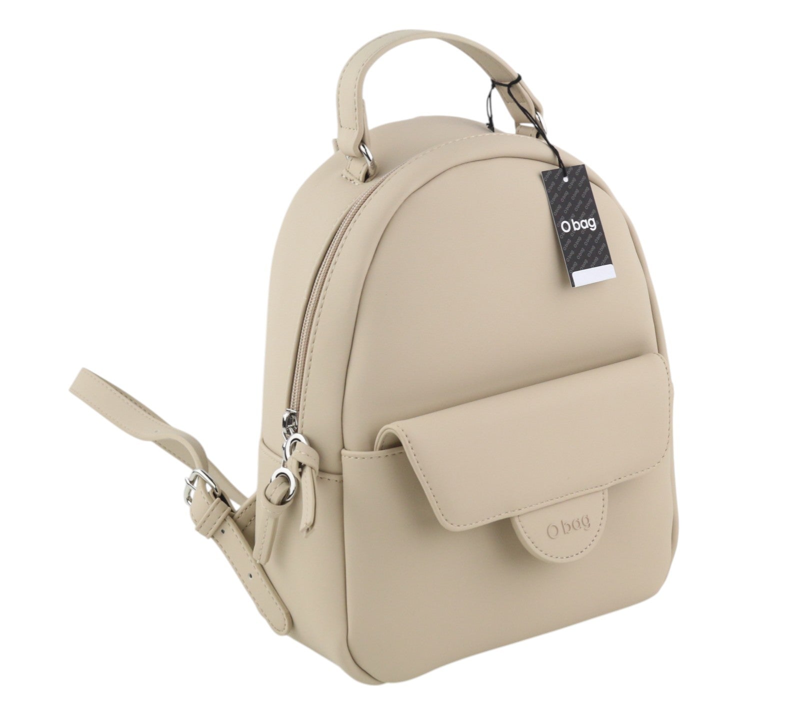 O BAG Sofia Women Bag OS Light Beige Double Handles Zipper Closure Logo Backpack
