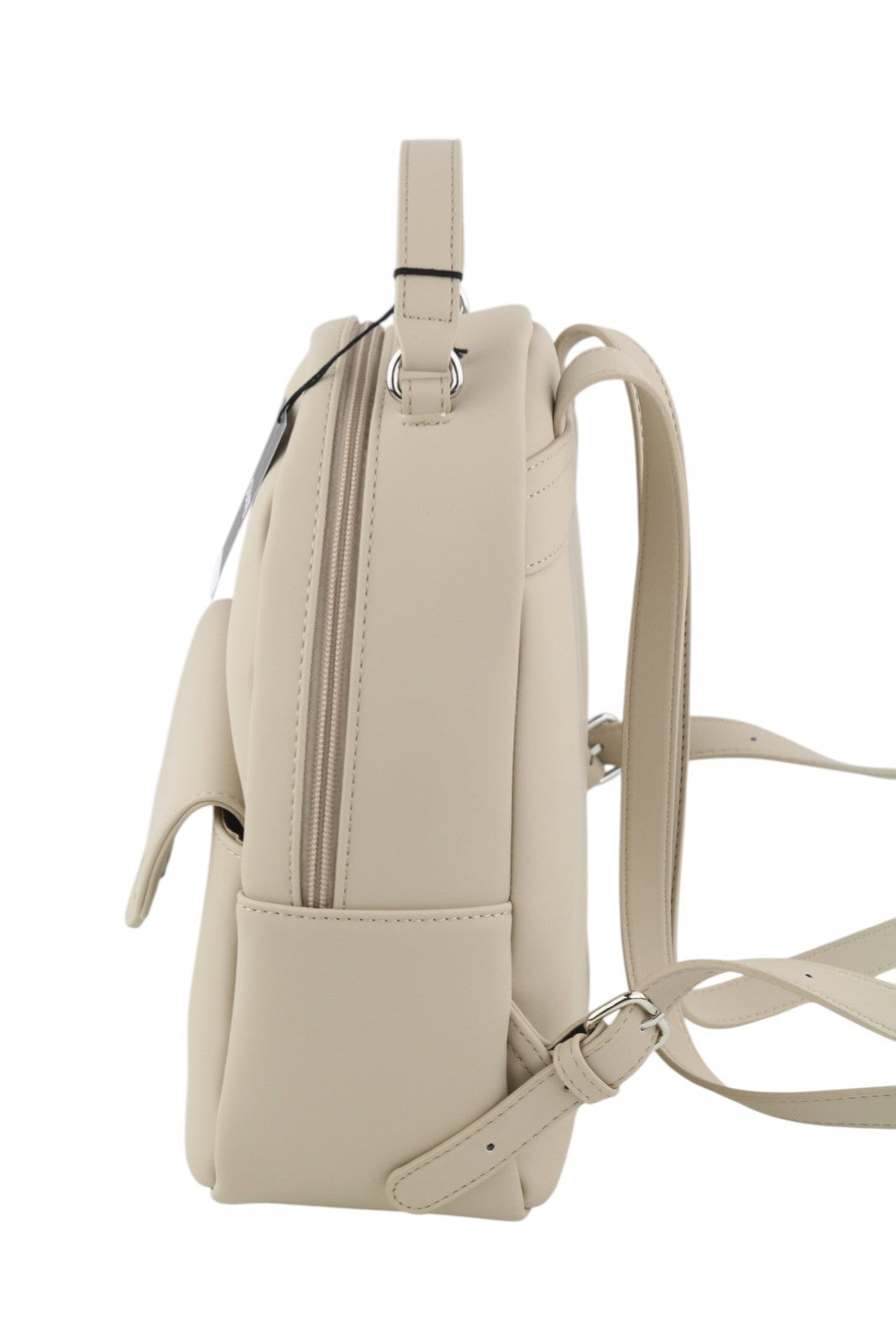 O BAG Sofia Women Bag OS Light Beige Double Handles Zipper Closure Logo Backpack