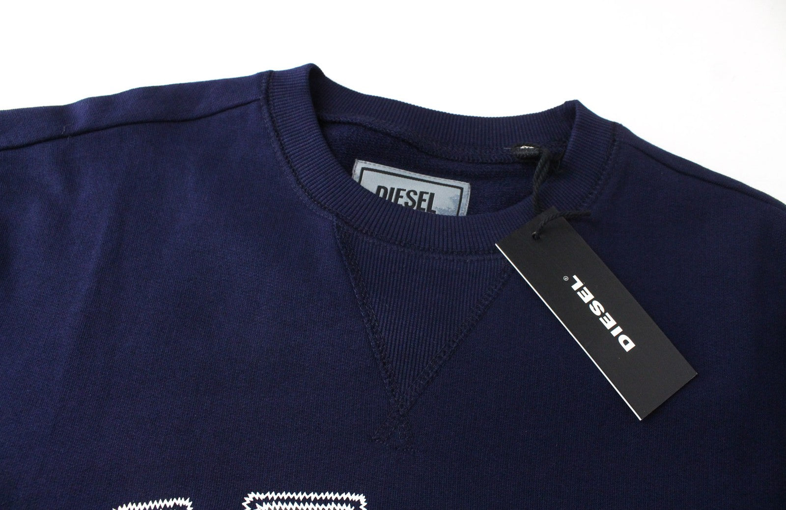 DIESEL S-Joe-B Felpa Mens Sweatshirt M Blue Logo Embroidered Crew Neck Fleece