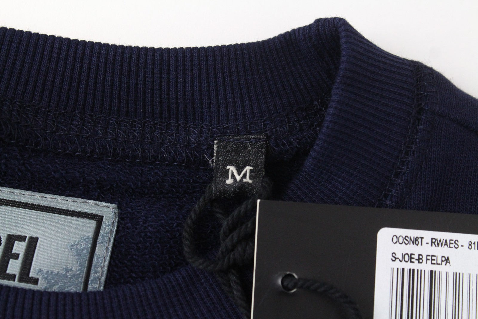 DIESEL S-Joe-B Felpa Mens Sweatshirt M Blue Logo Embroidered Crew Neck Fleece