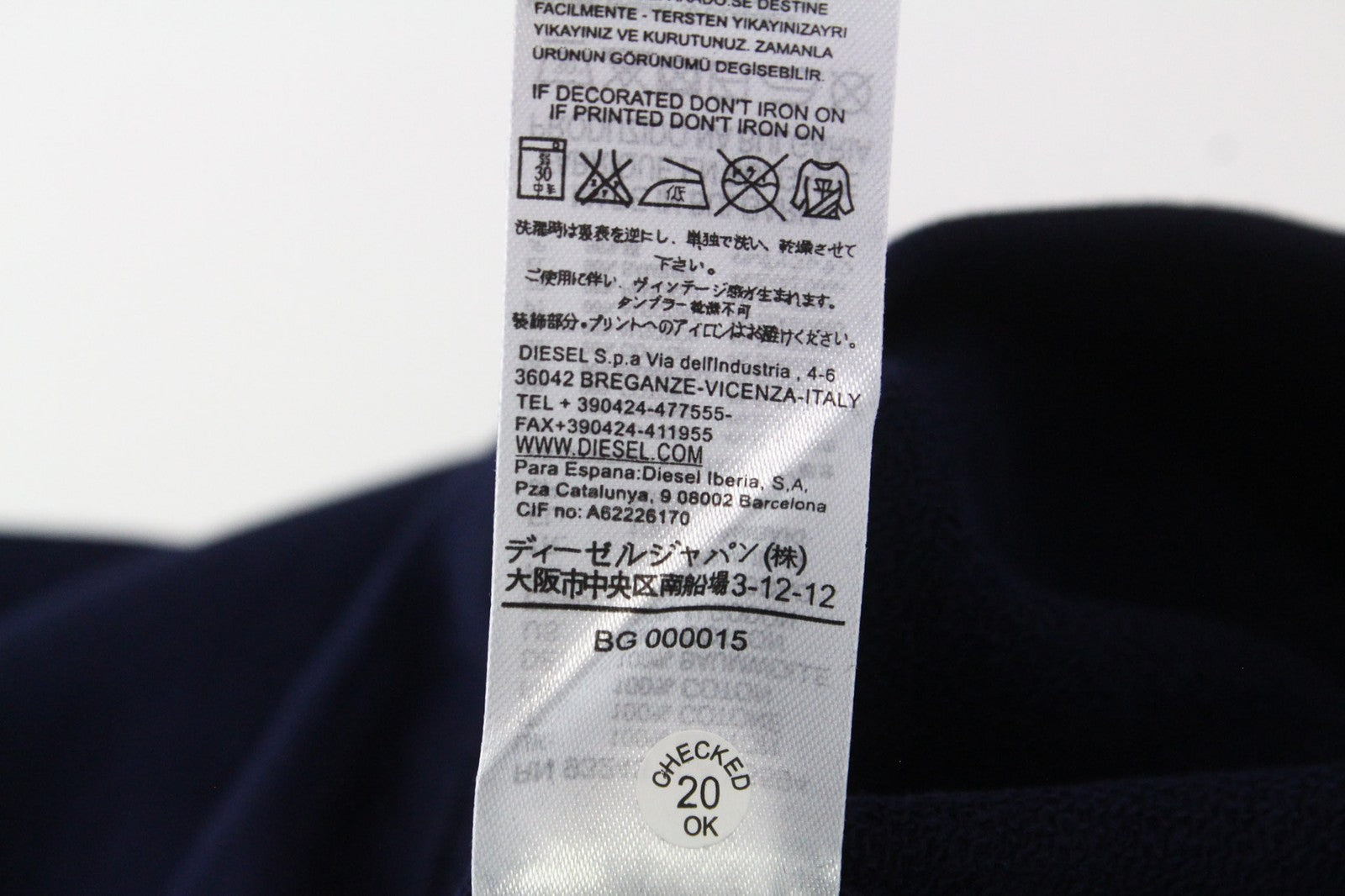 DIESEL S-Joe-B Felpa Mens Sweatshirt M Blue Logo Embroidered Crew Neck Fleece