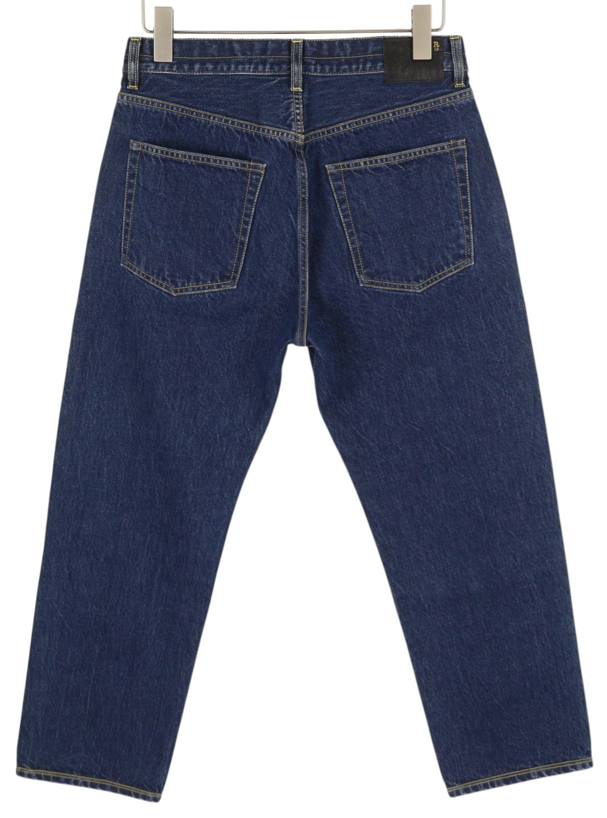R13 Double Pocket Boyfriend Women Jeans 27 Rinse Wash Ankle Cropped Dark Blue