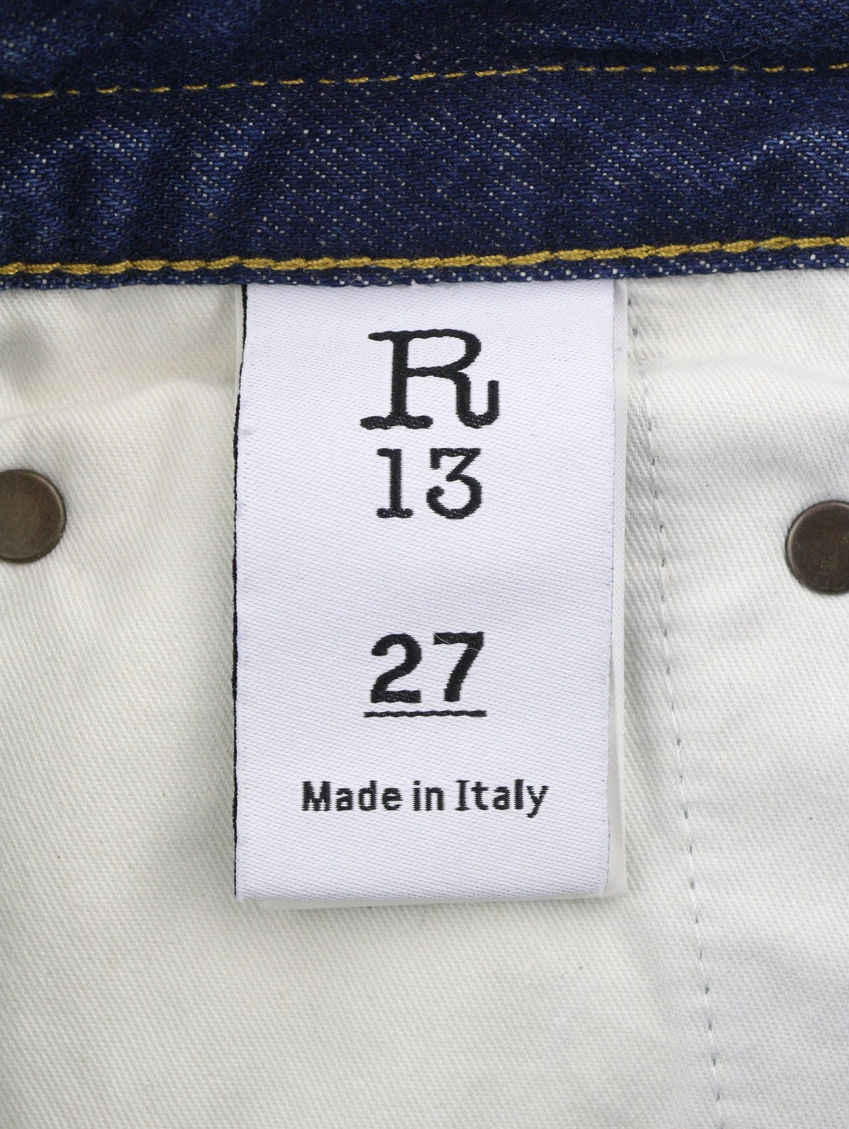 R13 Double Pocket Boyfriend Women Jeans 27 Rinse Wash Ankle Cropped Dark Blue