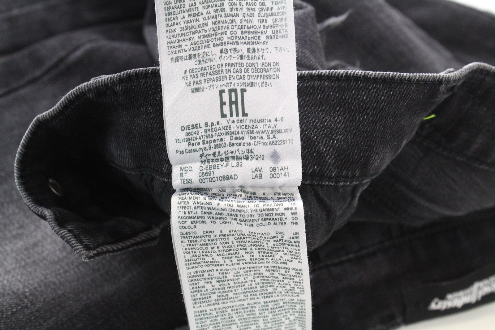 DIESEL D-Ebbey-F 081AH Women's Jeans W25/L32 Grey Bootcut Stretch Low Rise