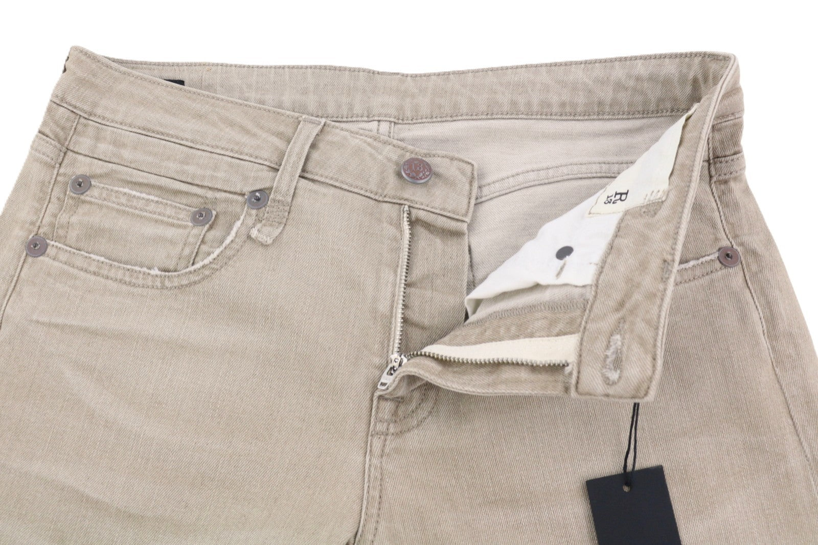 R13 Boy Straight Women Jeans 27 Sand Stretch Ankle Cropped Washed Brown RRP€549