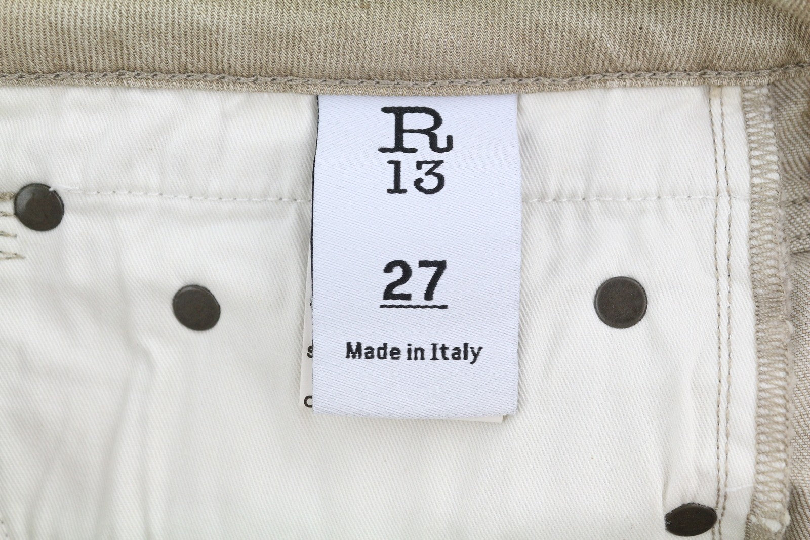 R13 Boy Straight Women Jeans 27 Sand Stretch Ankle Cropped Washed Brown RRP€549