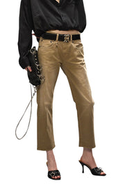 R13 Boy Straight Women Jeans 27 Pebble Stretch Ankle Cropped Faded Brown RRP€695