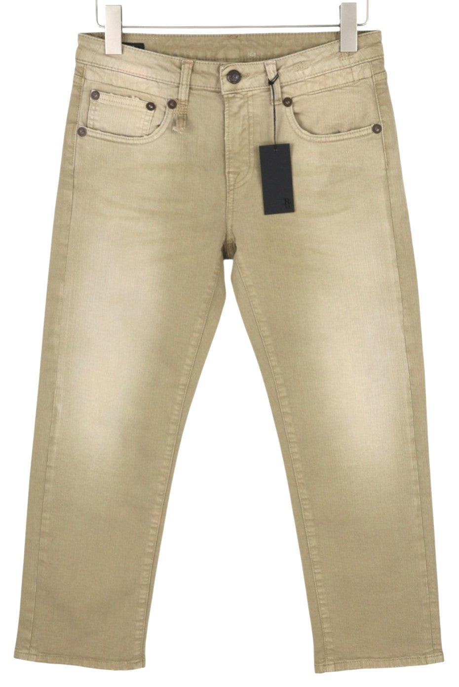R13 Boy Straight Women Jeans 27 Pebble Stretch Ankle Cropped Faded Brown RRP€695