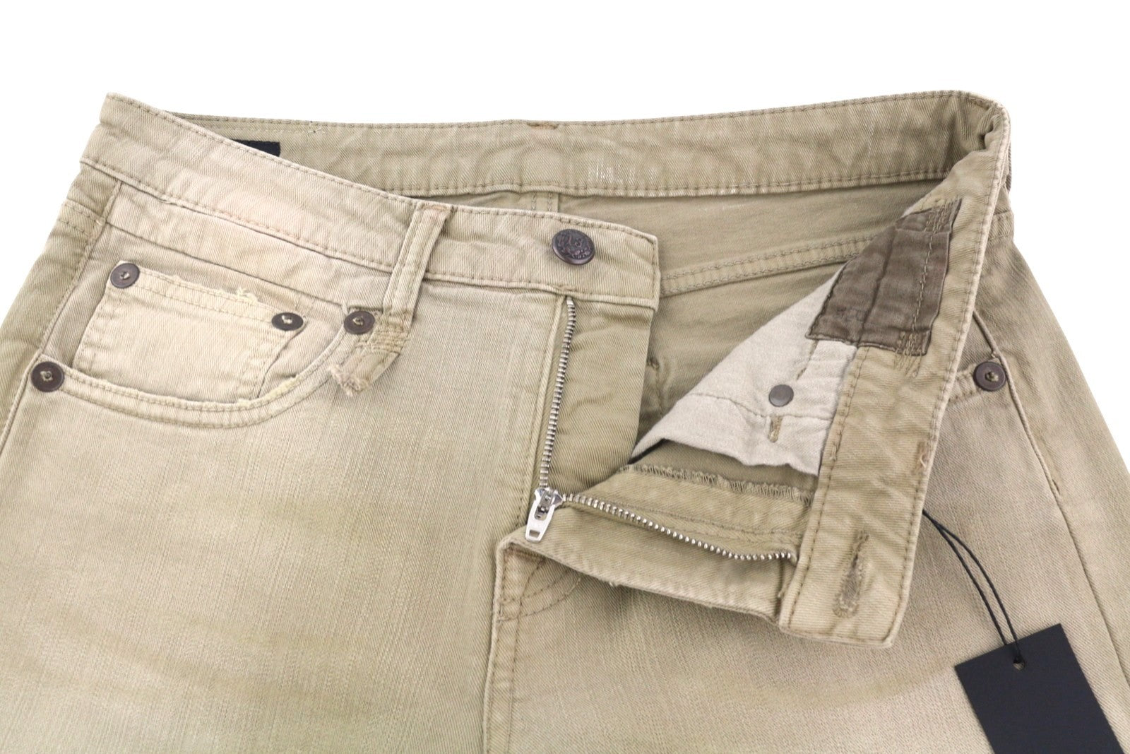 R13 Boy Straight Women Jeans 27 Pebble Stretch Ankle Cropped Faded Brown RRP€695