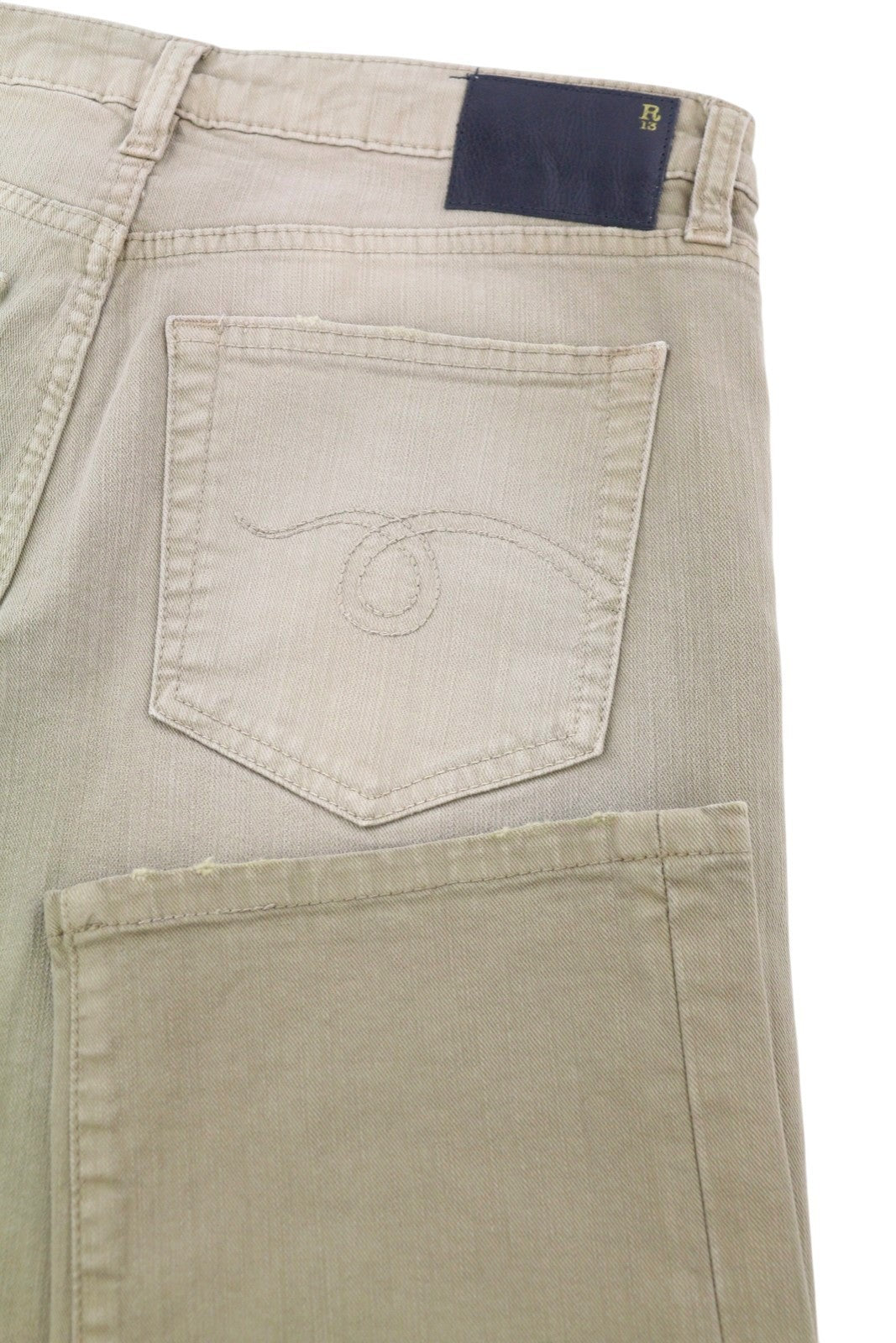 R13 Boy Straight Women Jeans 27 Pebble Stretch Ankle Cropped Faded Brown RRP€695