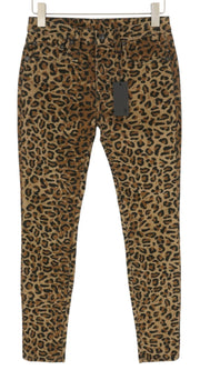 R13 Alison Skinny Women Trousers 27 Tan Leopard Ankle Length Corduroy Brown