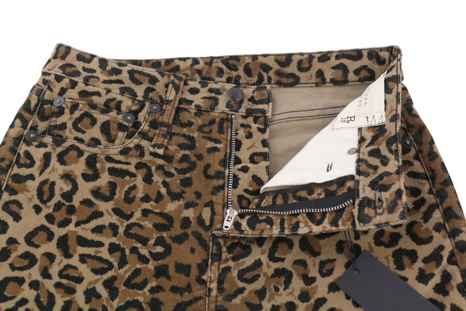 R13 Alison Skinny Women Trousers 27 Tan Leopard Ankle Length Corduroy Brown