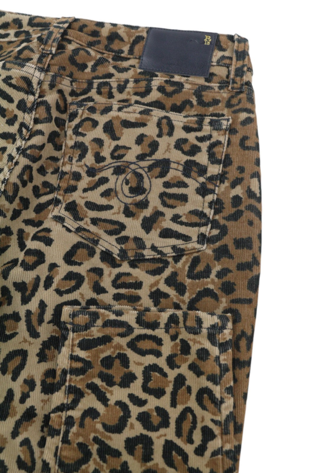 R13 Alison Skinny Women Trousers 27 Tan Leopard Ankle Length Corduroy Brown