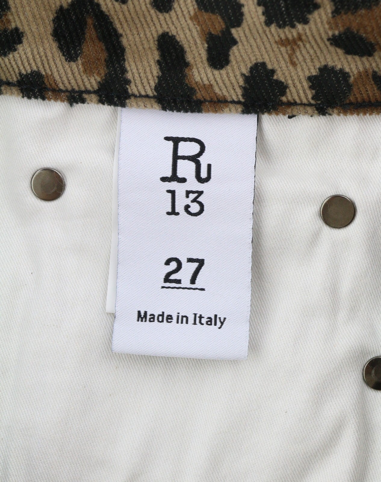 R13 Alison Skinny Women Trousers 27 Tan Leopard Ankle Length Corduroy Brown