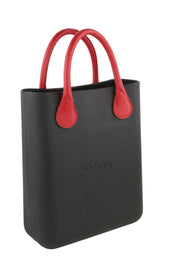 O BAG Chic Women Bag OS Black Textured Patterned Front With Inner Bag Dark Tote