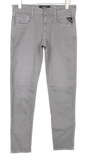 REPLAY Anbass Men's Jeans W30/L34 Slim Grey Stretch Cotton 5-Pocket Denim Pants