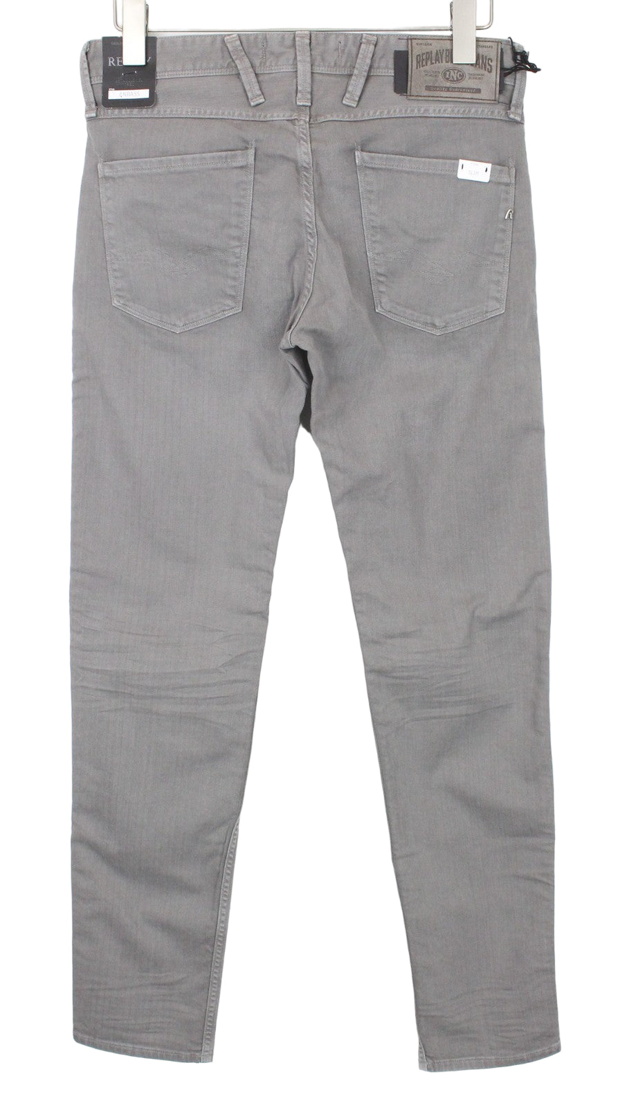 REPLAY Anbass Men's Jeans W30/L34 Slim Grey Stretch Cotton 5-Pocket Denim Pants