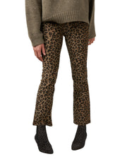 R13 Kick Fit Women Trousers 27 Tan Leopard Skinny Flared Cut Ankle Length Brown
