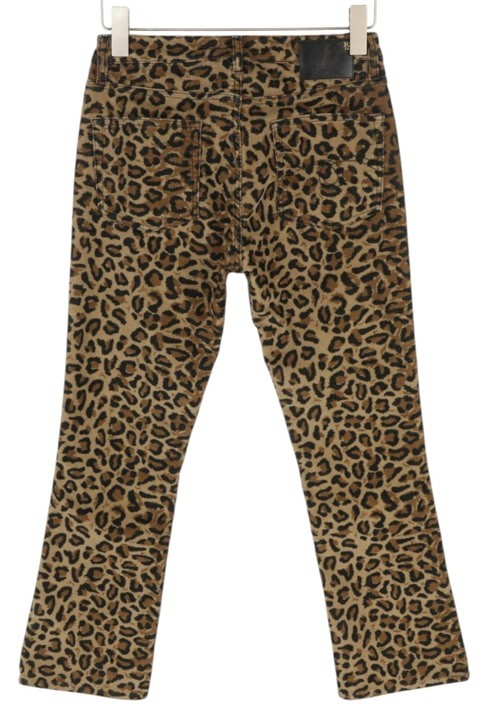 R13 Kick Fit Women Trousers 27 Tan Leopard Skinny Flared Cut Ankle Length Brown