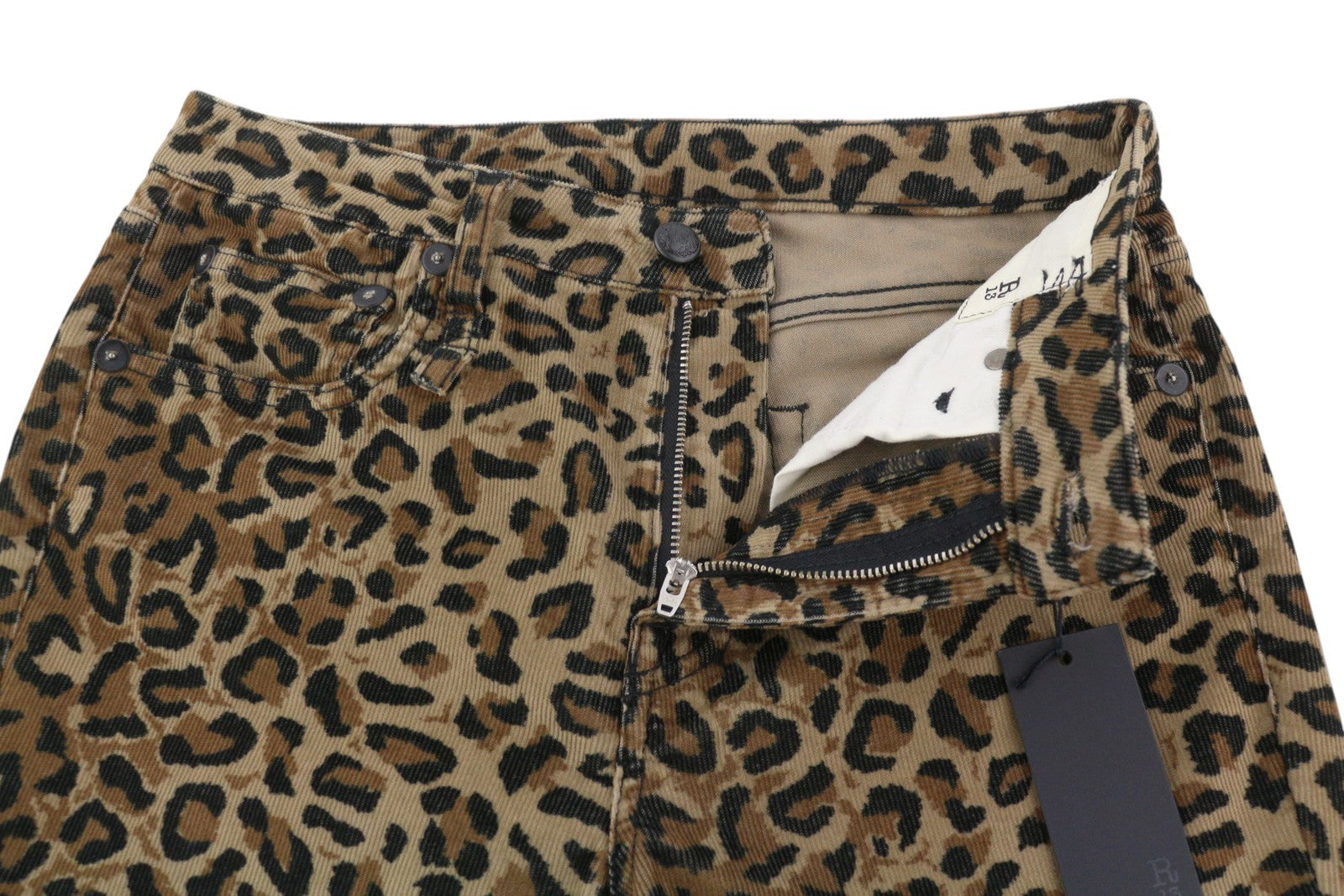 R13 Kick Fit Women Trousers 27 Tan Leopard Skinny Flared Cut Ankle Length Brown