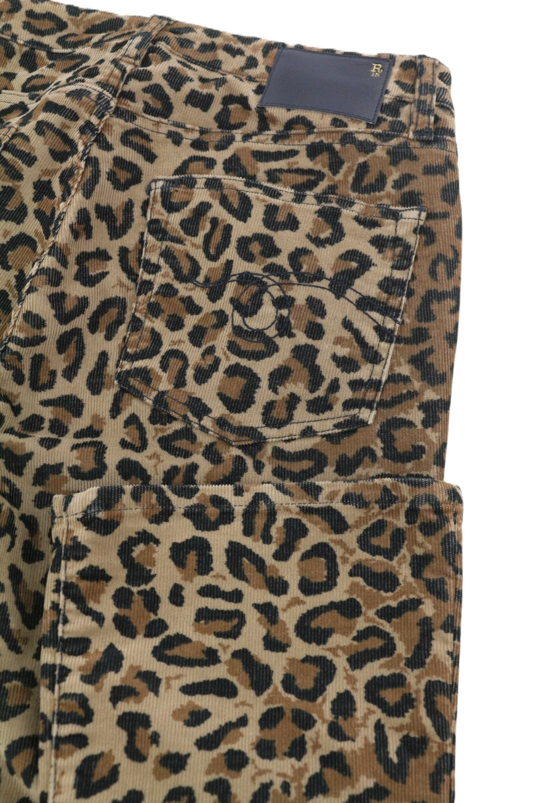 R13 Kick Fit Women Trousers 27 Tan Leopard Skinny Flared Cut Ankle Length Brown