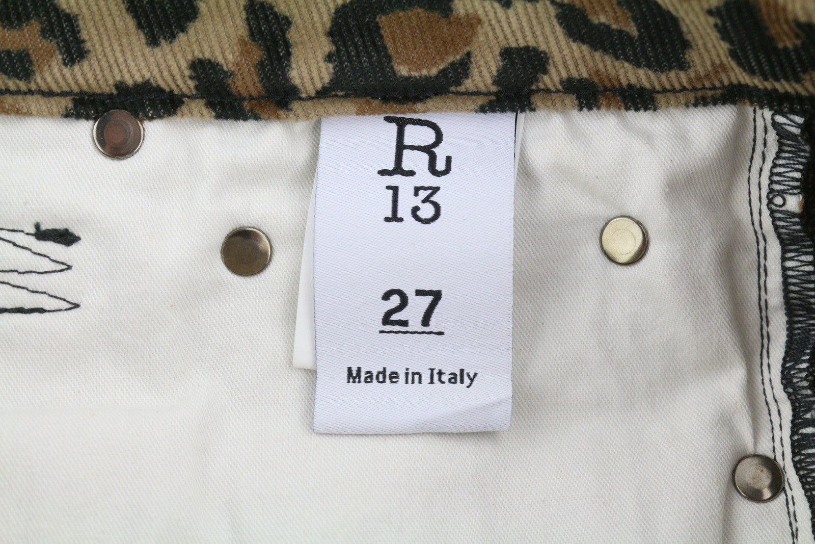 R13 Kick Fit Women Trousers 27 Tan Leopard Skinny Flared Cut Ankle Length Brown