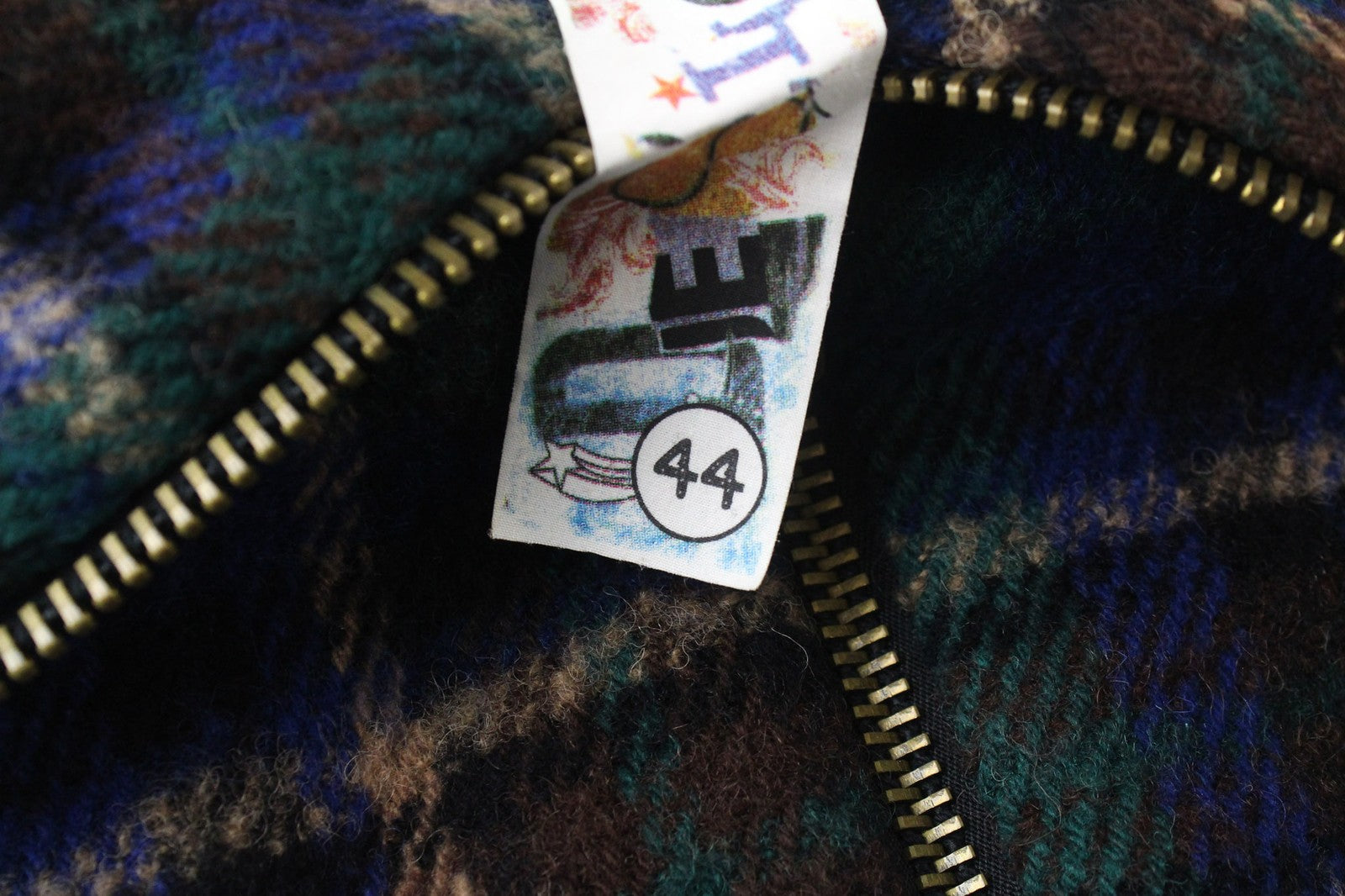 DESIGUAL Women's Coat EU44 Blue Wool Blend Tartan Check Oversize Kimono Sleeved