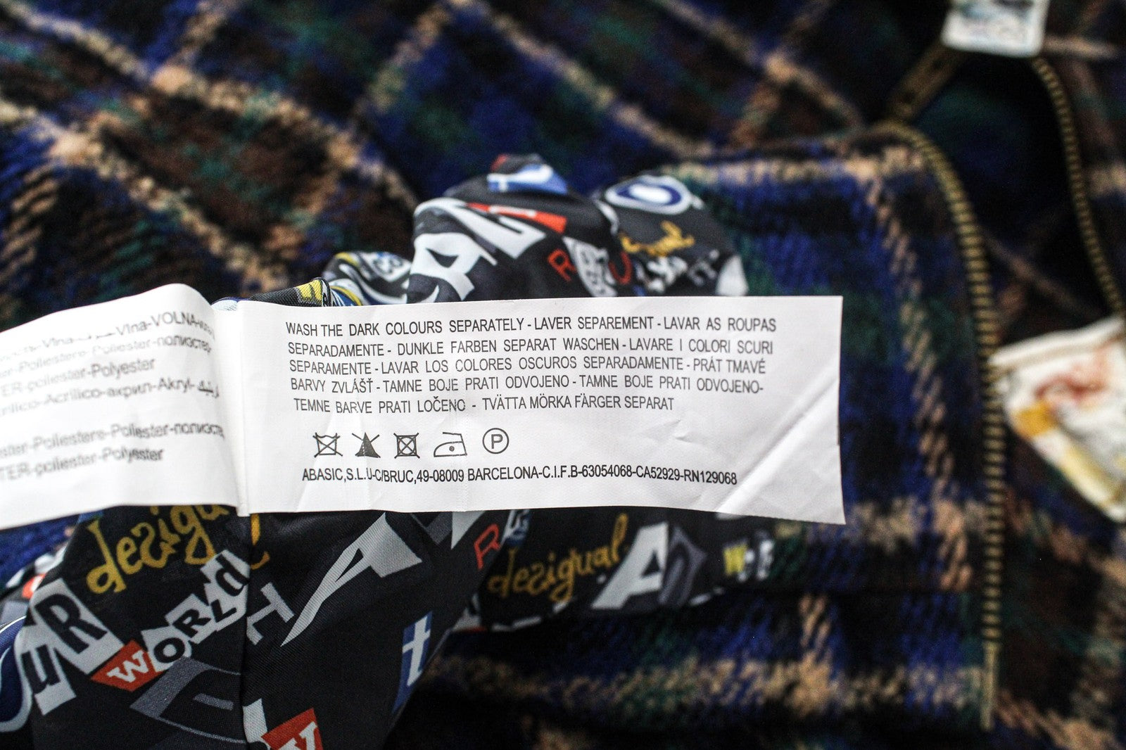 DESIGUAL Women's Coat EU44 Blue Wool Blend Tartan Check Oversize Kimono Sleeved