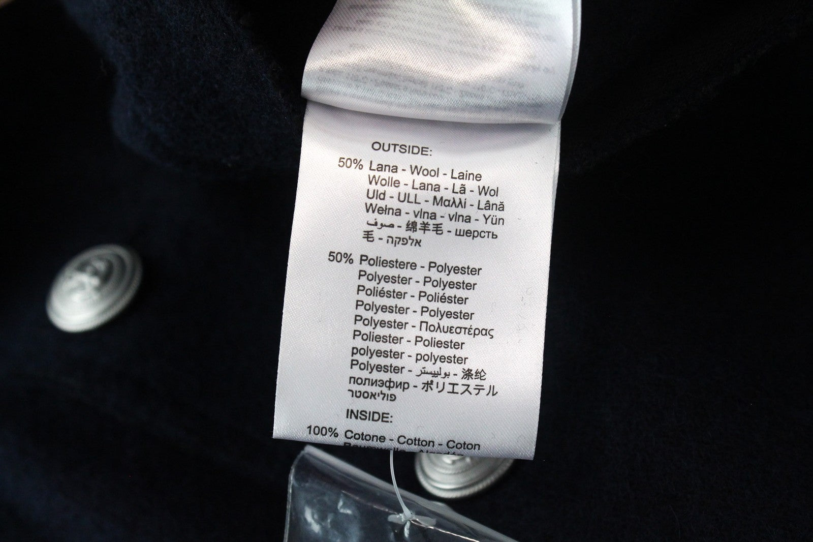 REPLAY Men's Jacket M Navy Blue Wool Blend Double-Breasted Lined Outerwear