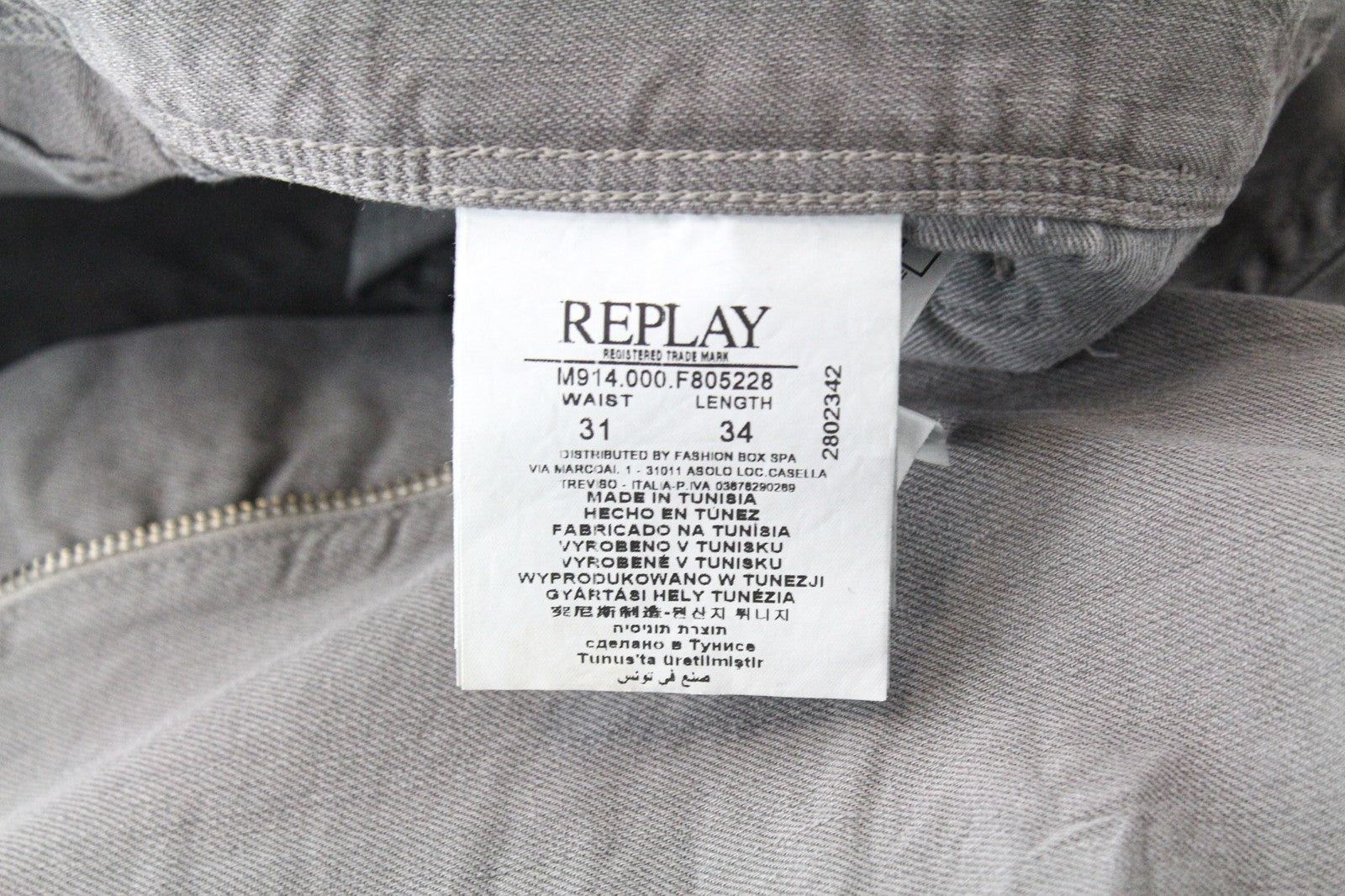 REPLAY Anbass Men's Jeans W31/L34 Grey Slim Fit Cotton Stretch Casual Denim