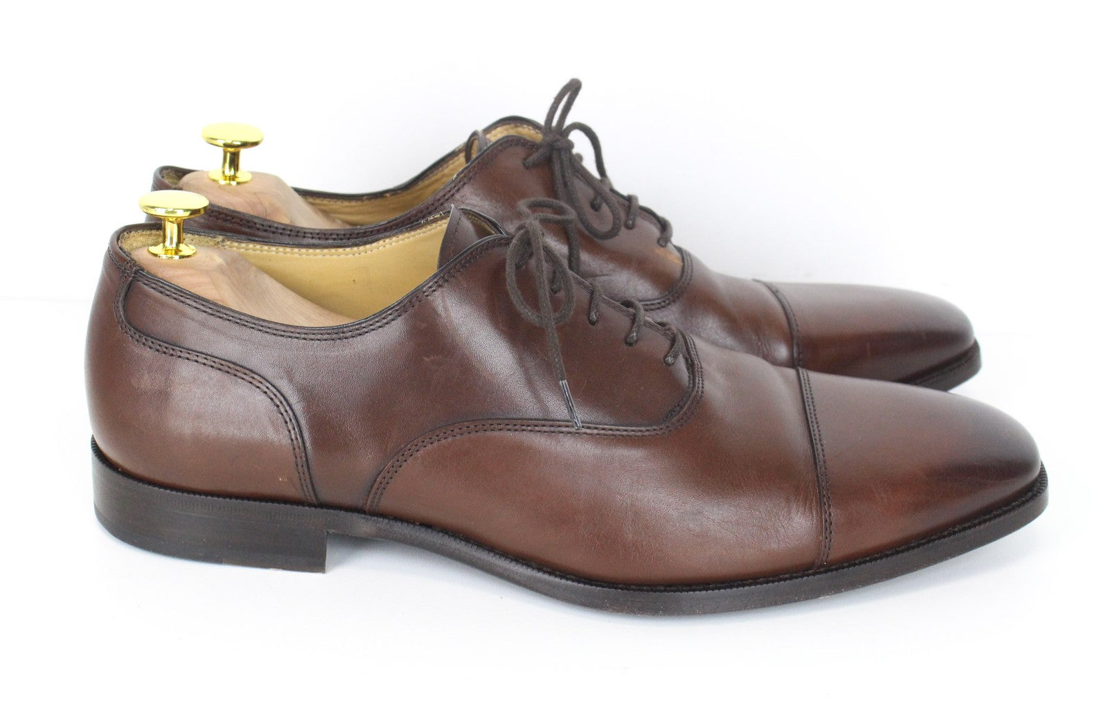 SUITSUPPLY Men's Formal Shoes EU44 Brown Leather Lace-Up Low-Top Classic Style