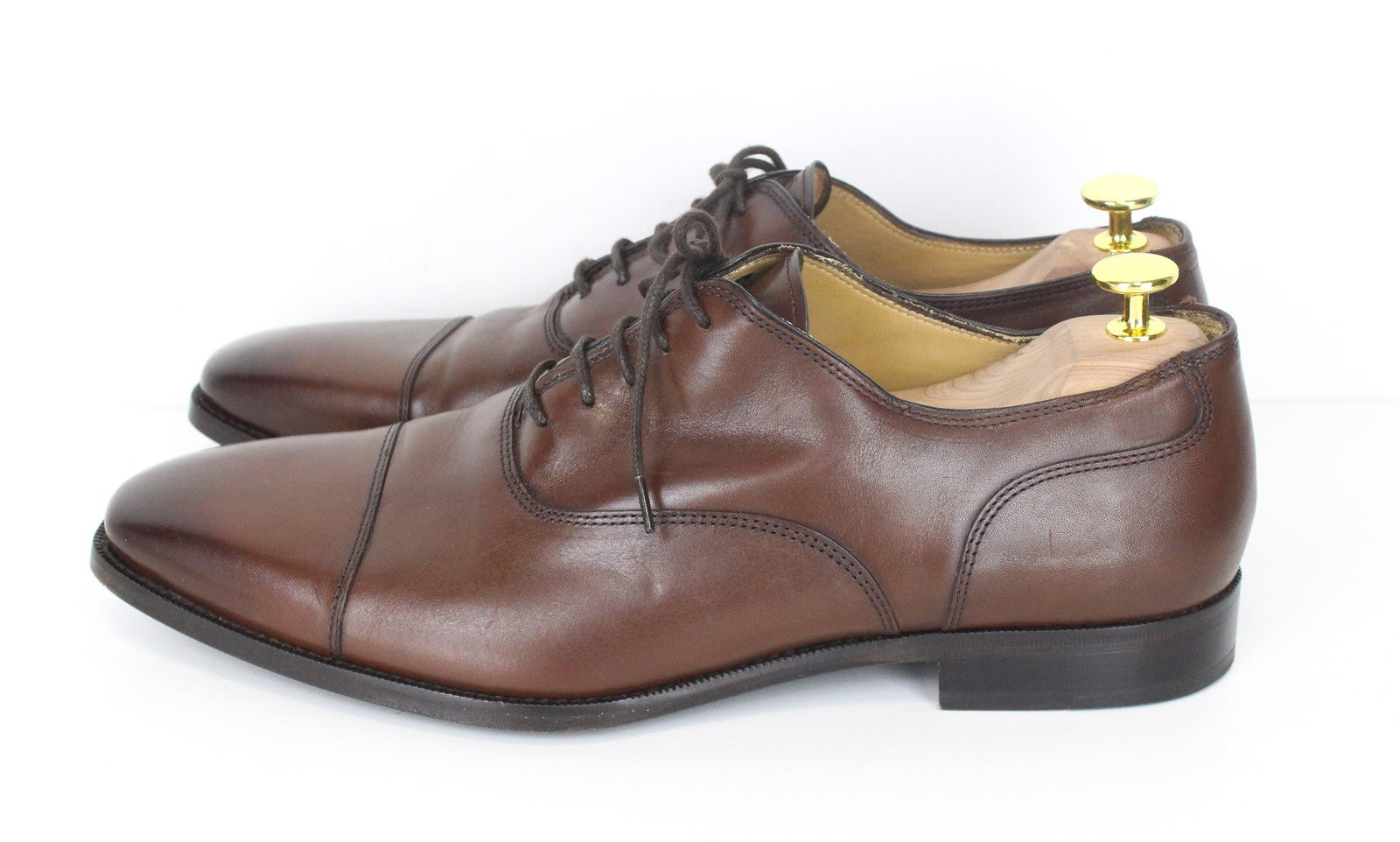 SUITSUPPLY Men's Formal Shoes EU44 Brown Leather Lace-Up Low-Top Classic Style