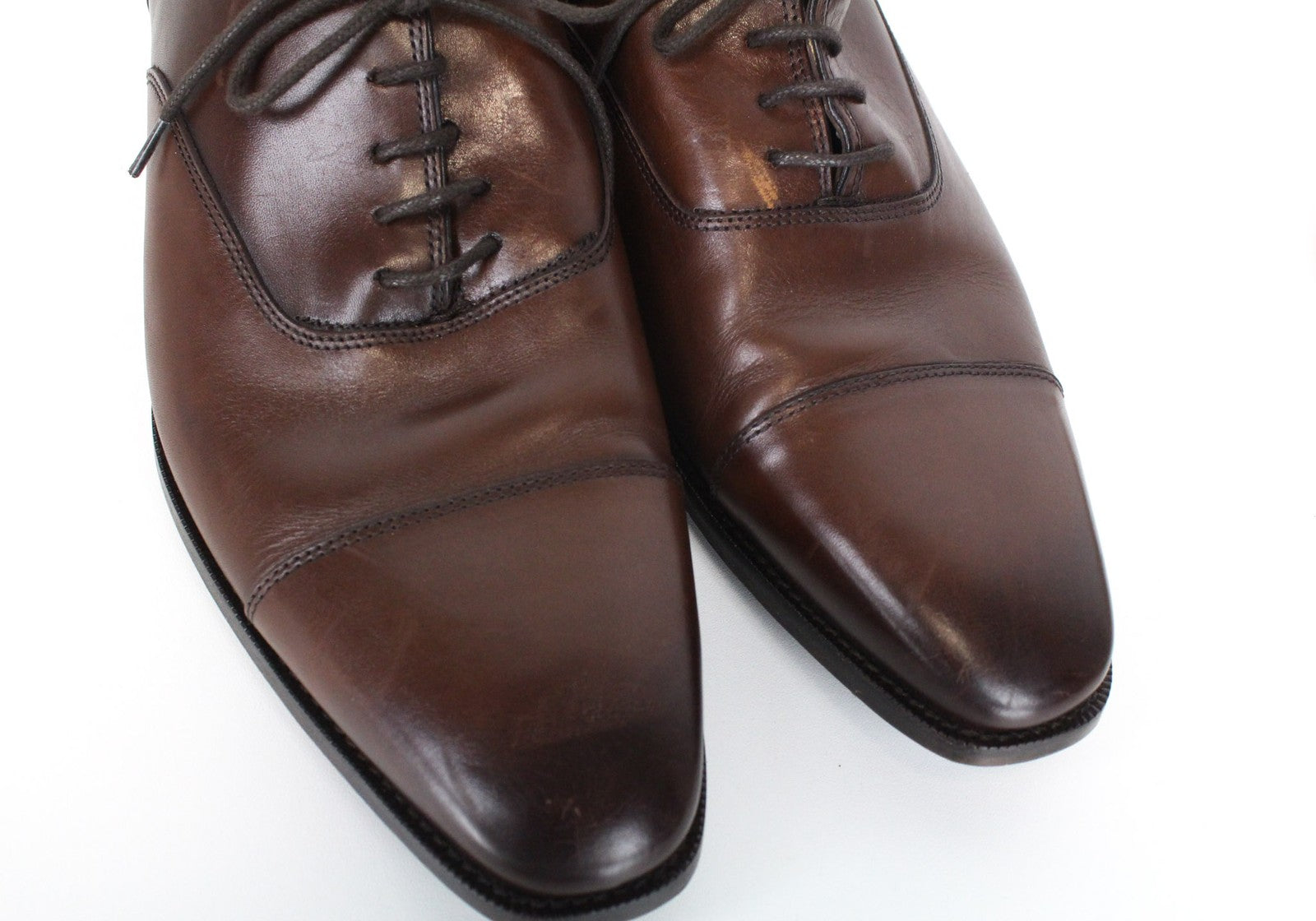 SUITSUPPLY Men's Formal Shoes EU44 Brown Leather Lace-Up Low-Top Classic Style