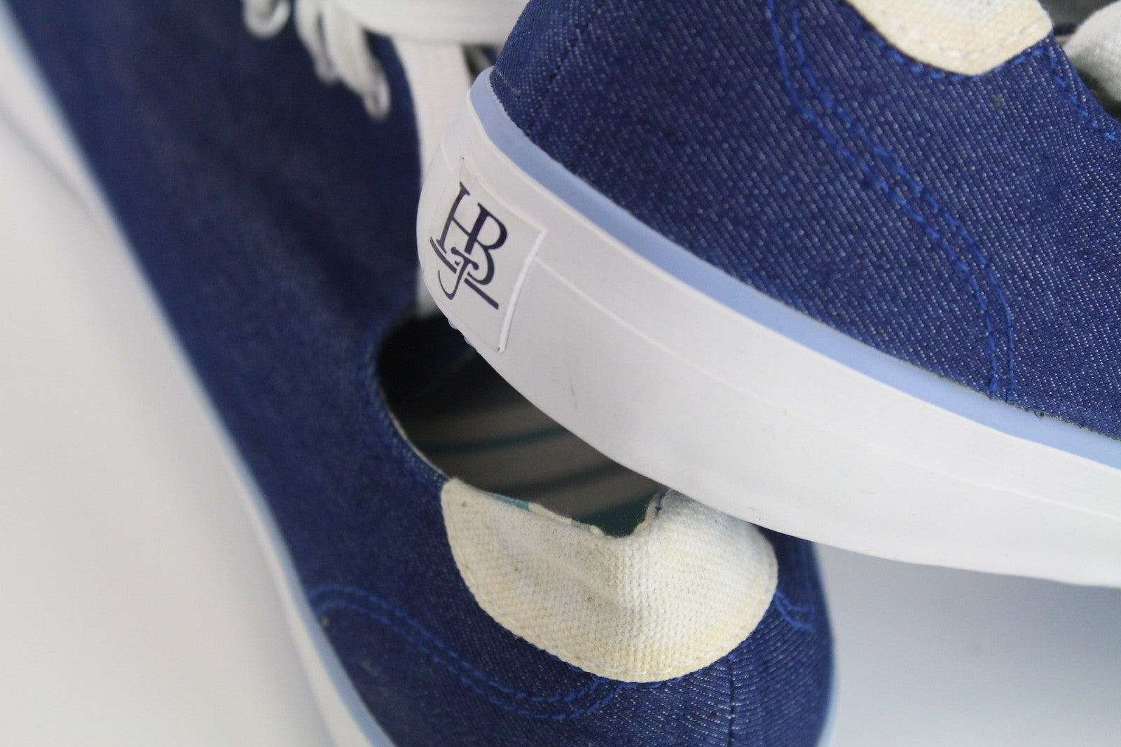 HARMONT & BLAINE Men's Sneakers EU44 Blue Denim-Like Low-Top Embroidered Shoes