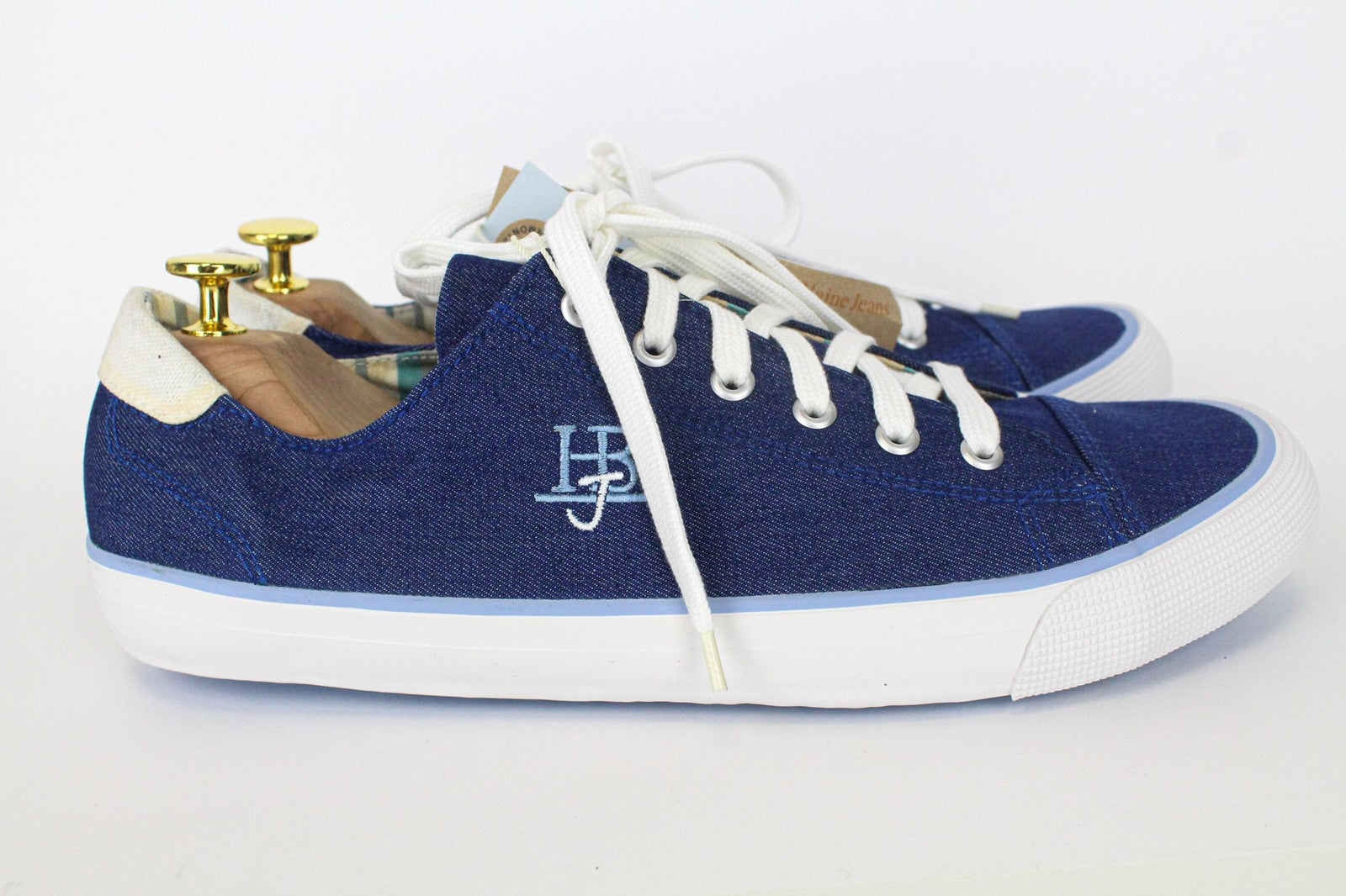 HARMONT & BLAINE Men's Sneakers EU44 Blue Denim-Like Low-Top Embroidered Shoes