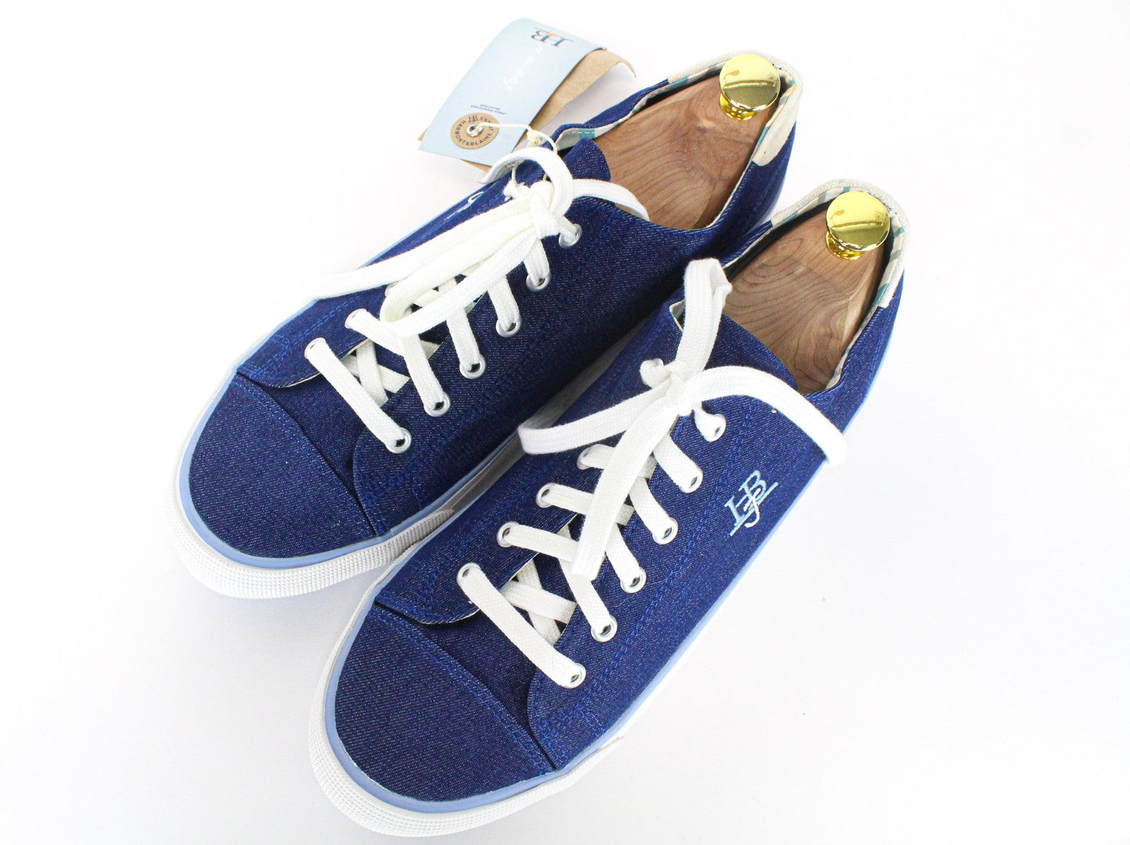 HARMONT & BLAINE Men's Sneakers EU44 Blue Denim-Like Low-Top Embroidered Shoes