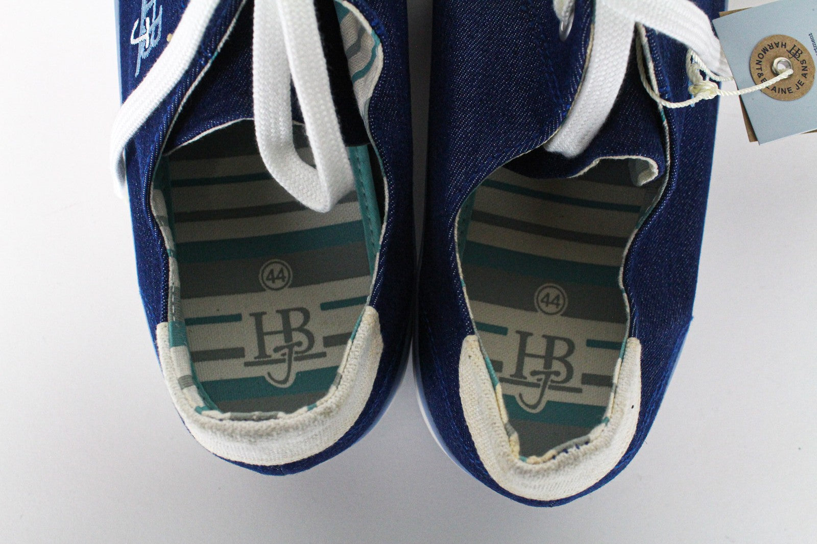 HARMONT & BLAINE Men's Sneakers EU44 Blue Denim-Like Low-Top Embroidered Shoes